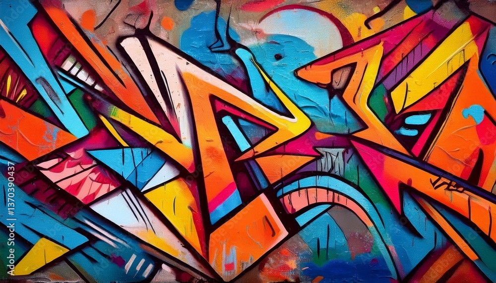 Fototapeta premium Colorful graffiti art on rough concrete surface