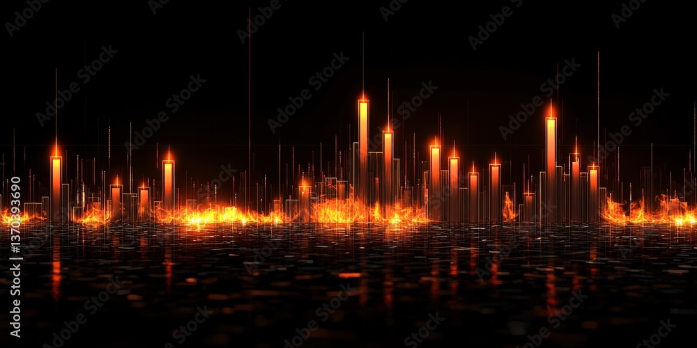 Naklejka premium Vibrant Financial Visualization with Luminous Candlestick Patterns