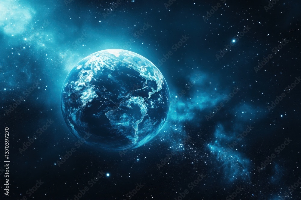 Vibrant view of Earth from space showcasing blue oceans and swirling clouds