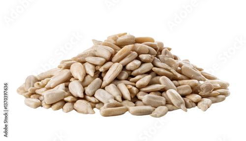 Peeled Sunflower seeds Isolated On PNG Transparent and White Background 