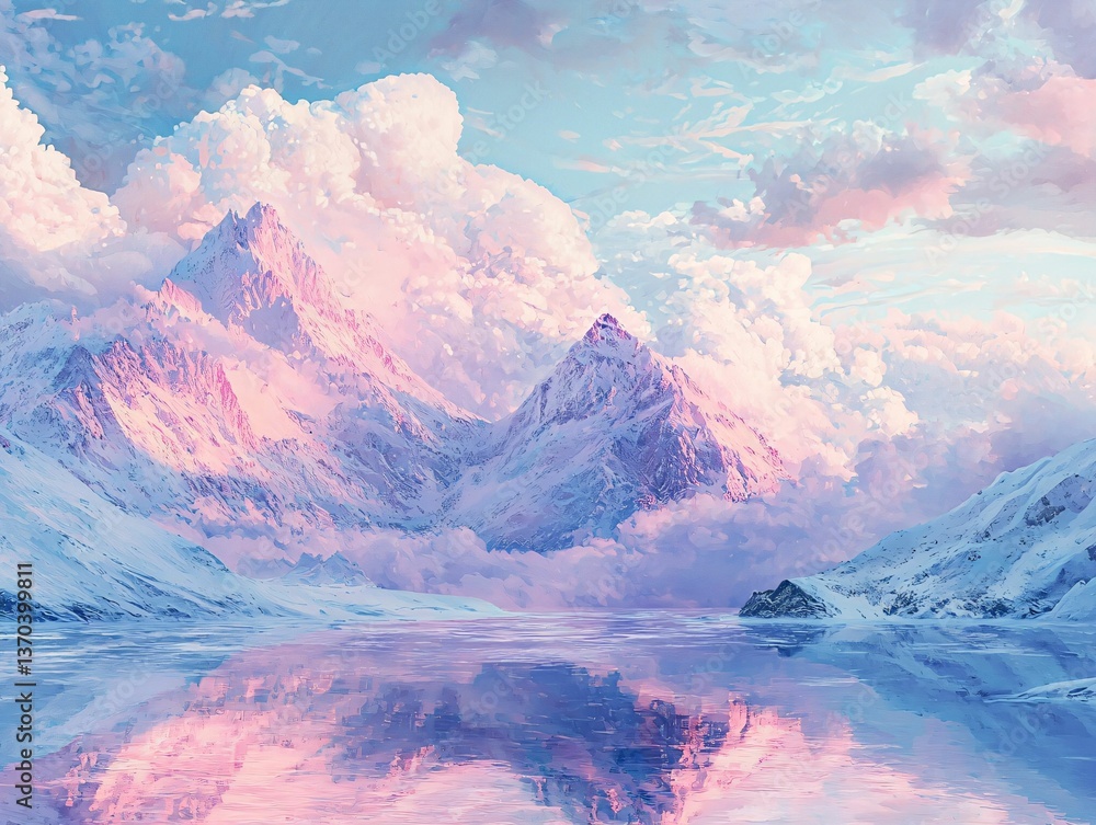 Obraz premium Pink Winter Mountains