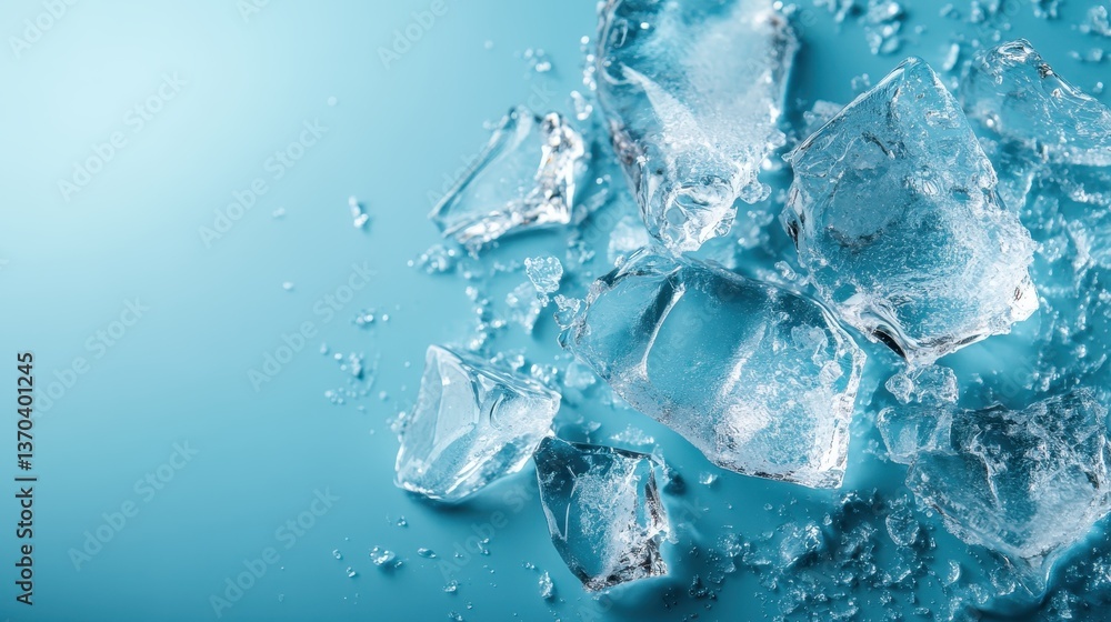 A captivating arrangement of ice cubes displaying crystal clarity and stunning reflections, illustrating the beauty and simplicity of frozen water in a clean aesthetic. A captivating arrangement of ice cubes displaying crystal clarity and stunning reflections, illustrating the beauty and simplicity of frozen water in a clean aesthetic.