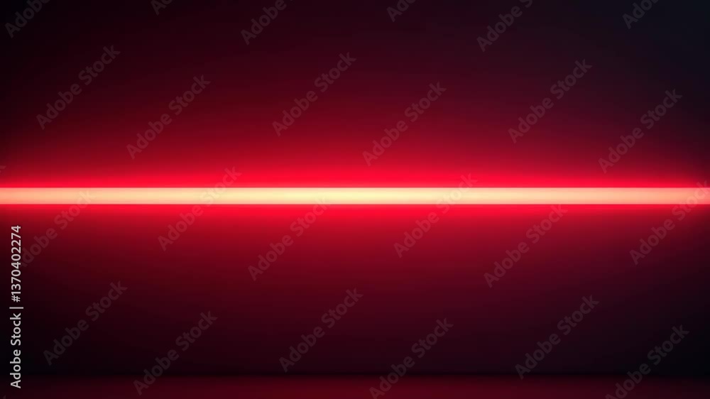 Bright Red Neon Light Line Glowing on a Dark Wall Seamless Loop Bright Red Neon Light Line Glowing on a Dark Wall Seamless Loop