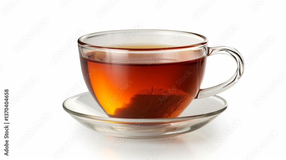 Hot tea in glass cup isolated on white Hot tea in glass cup isolated on white