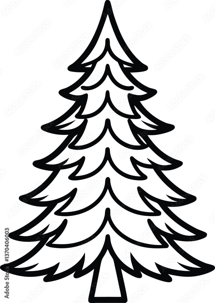 Obraz premium fir tree icon line art vector illustration