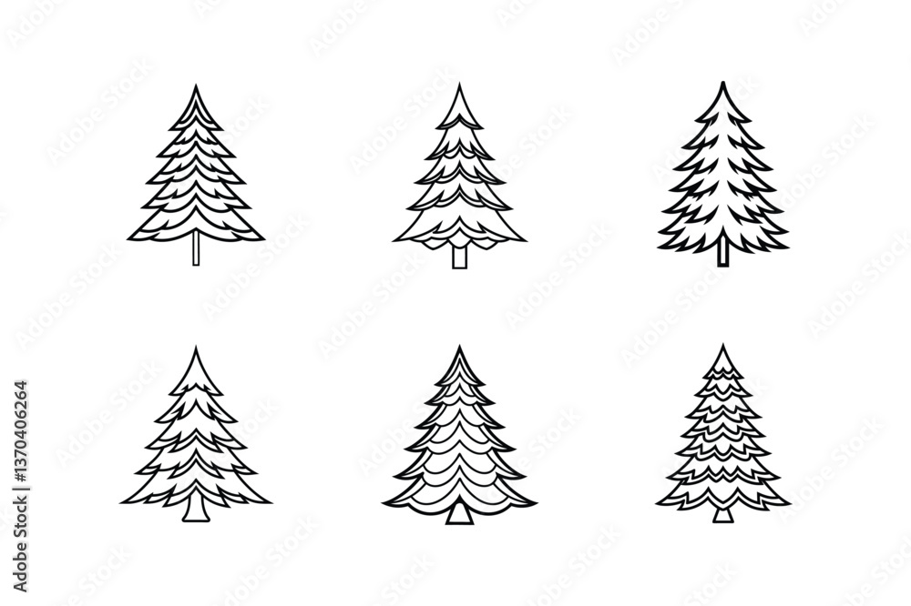 Obraz premium fir tree icon line art vector illustration