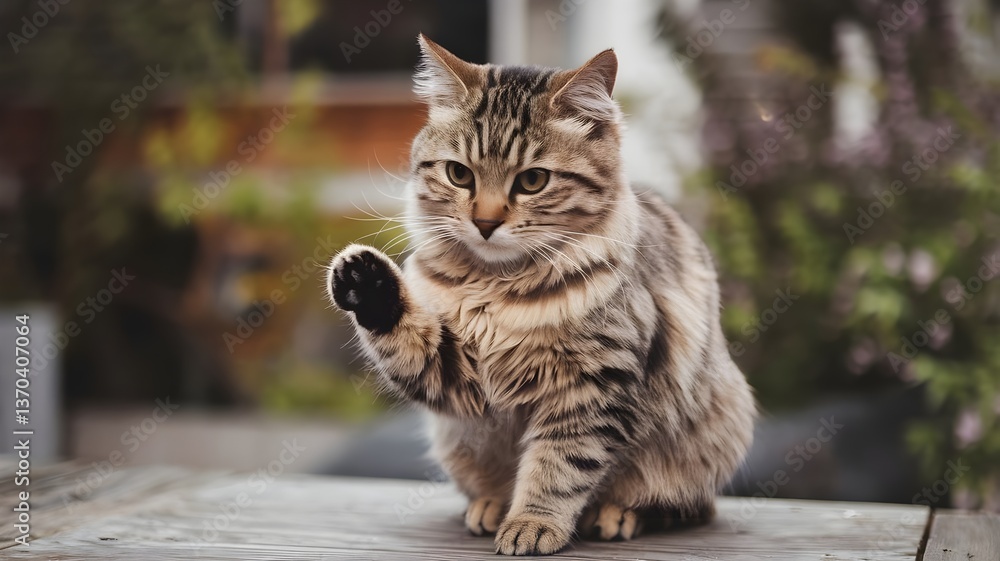 Adorable Fluffy Cat with Bright Eyes and Playful Expression Adorable Fluffy Cat with Bright Eyes and Playful Expression