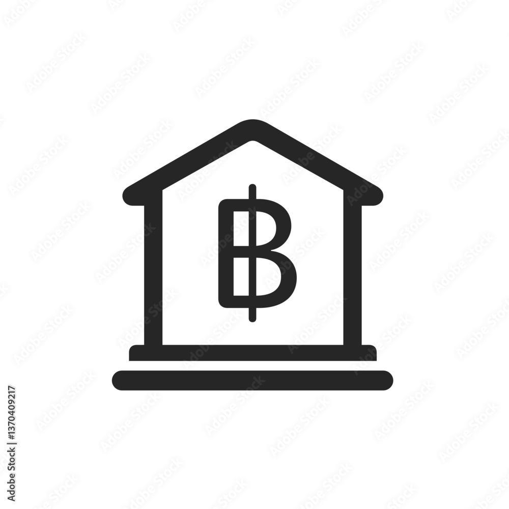 Baht Bank Building Outline Icon Baht Bank Building Outline Icon