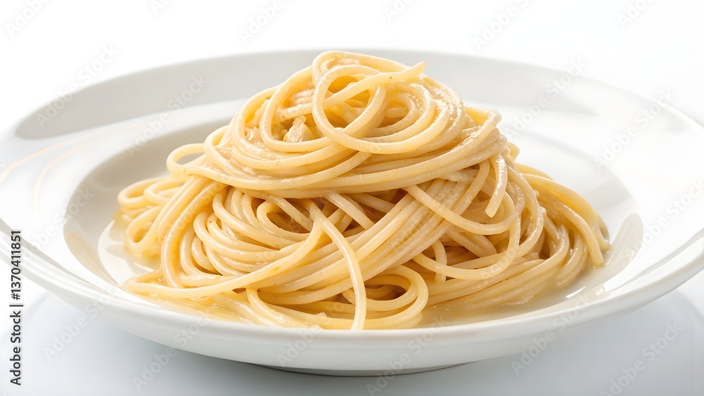 Plain Cooked Spaghetti – Fresh Italian Pasta on White Plate Plain Cooked Spaghetti – Fresh Italian Pasta on White Plate