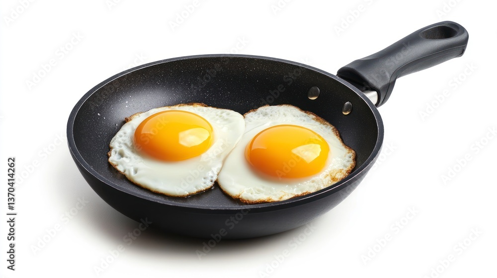 Frying Two Eggs Sunny Side Up in Nonstick Skillet Frying Two Eggs Sunny Side Up in Nonstick Skillet