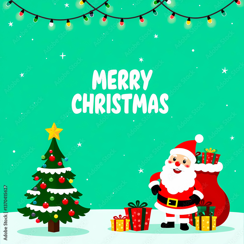 jolly santa claus with gifts and christmas tree in a festive winter scene jolly santa claus with gifts and christmas tree in a festive winter scene