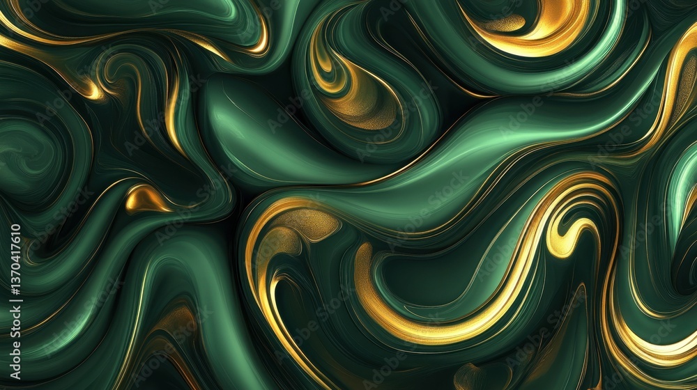 Abstract luxury summer background with a dark green gradient and golden metallic swirls, ideal for wallpaper Abstract luxury summer background with a dark green gradient and golden metallic swirls, ideal for wallpaper
