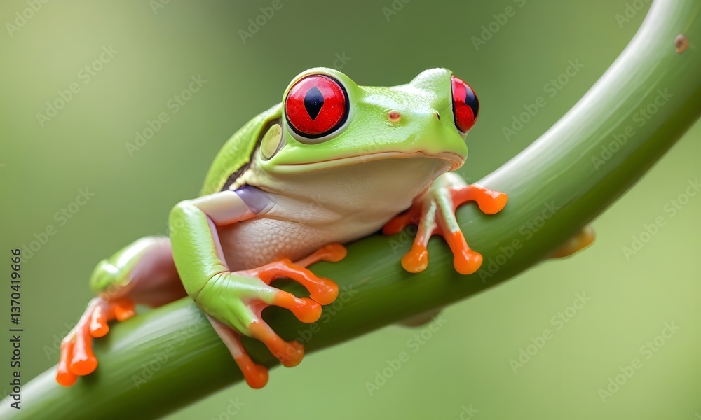 Obraz premium red eyed tree frog on leaf