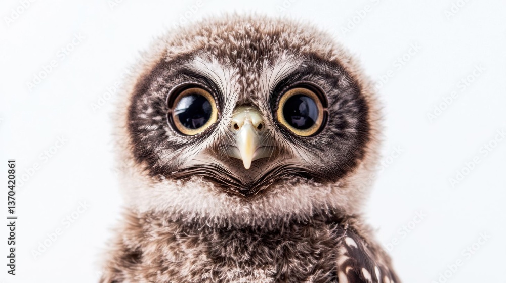 Naklejka premium A baby owl with big eyes.