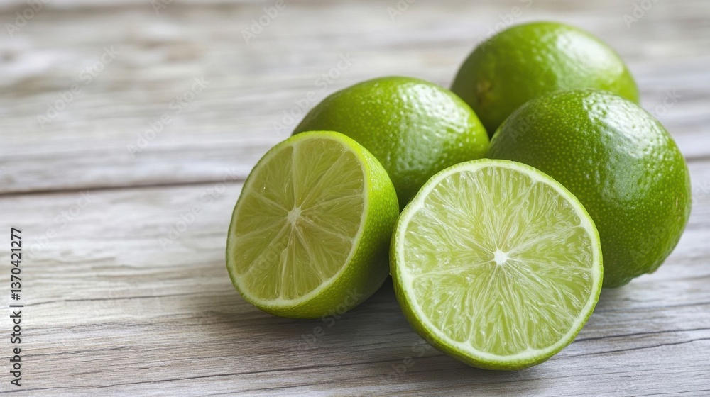 Limes arranged on a wooden surface. Limes arranged on a wooden surface.