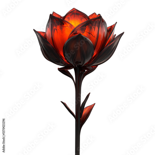 Wallpaper Mural A unique and beautiful red flower with a black metal stem, on a transparent background Torontodigital.ca