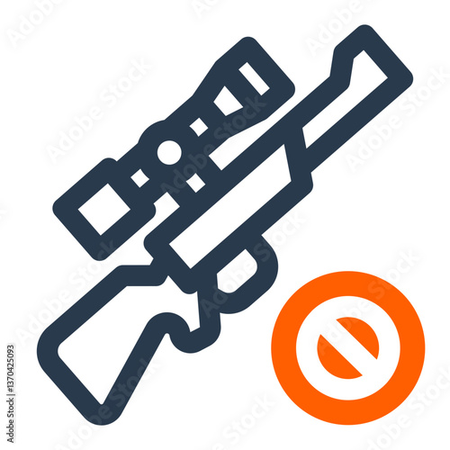 Anti-Poaching Icon with Sniper Rifle and Prohibition Symbol