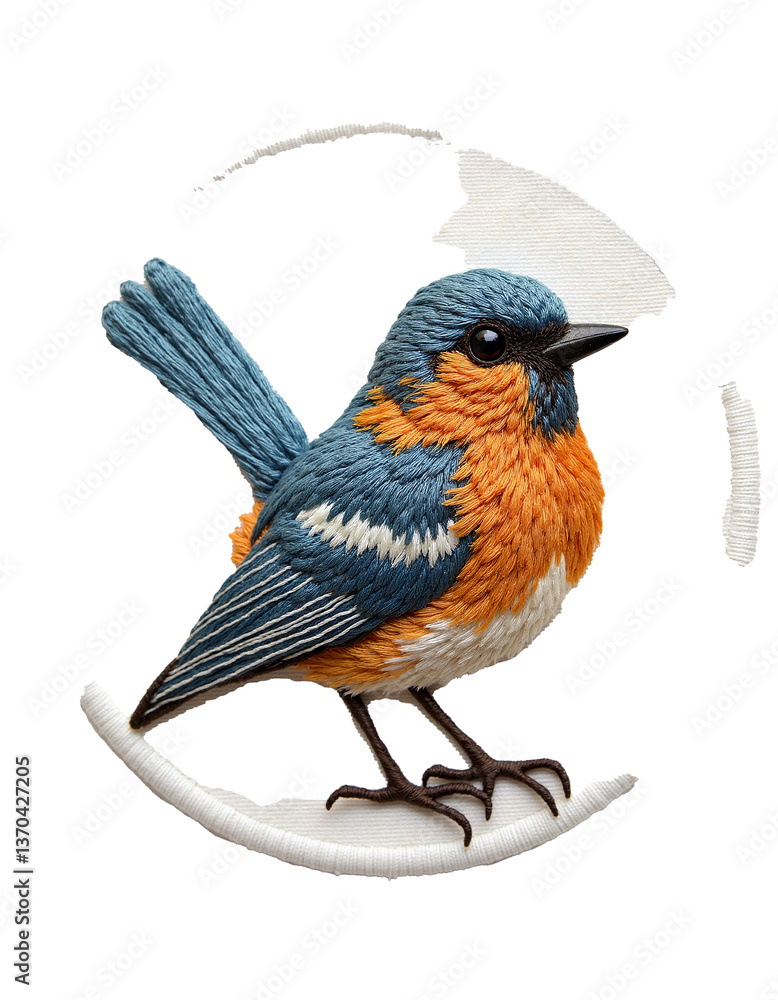 Fototapeta premium Nature in Stitches: Stunning Bird Embroidery Design