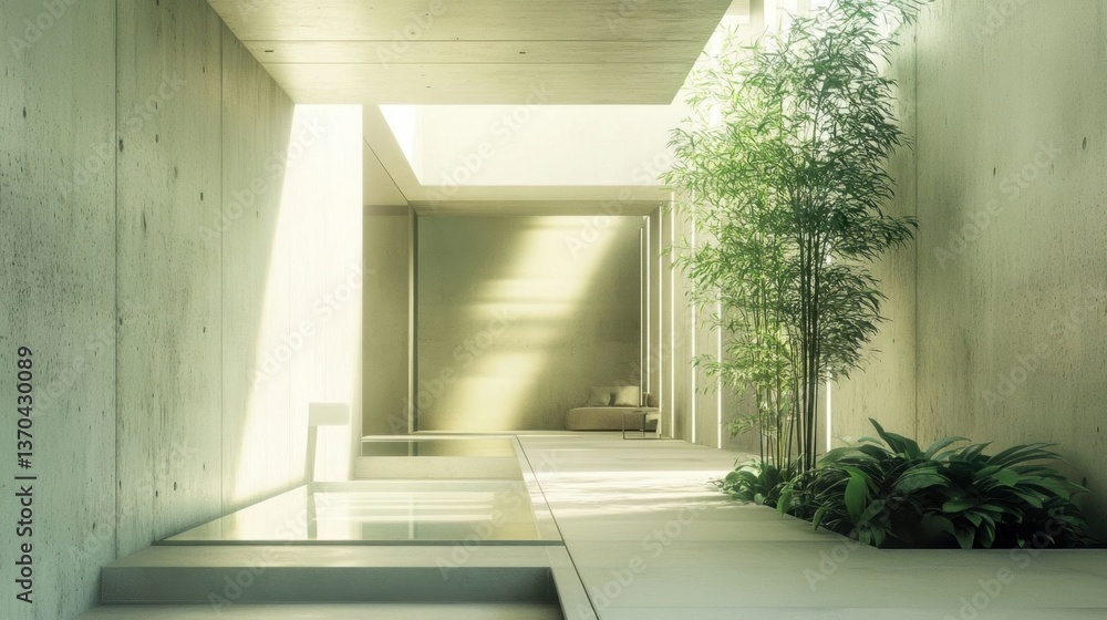 Fototapeta premium Modern interior with bamboo plants.