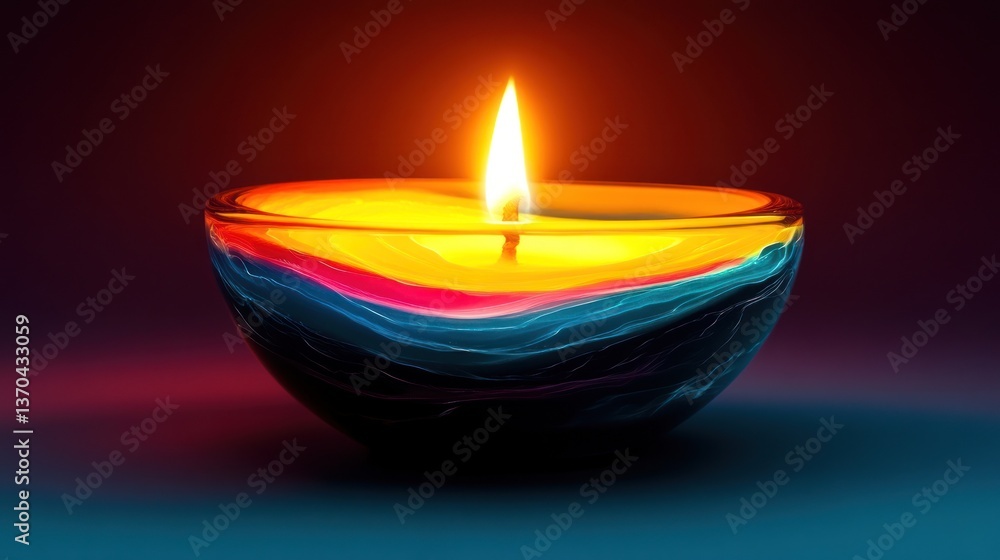 Burning candle in a colorful bowl Burning candle in a colorful bowl