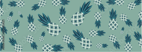 Lush Pineapple and Palm Leaf Tropical Seamless Pattern for Beachwear

