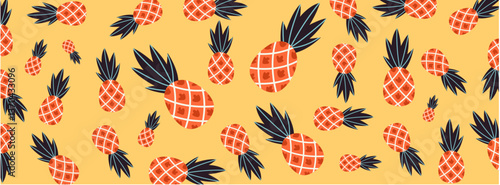 Pineapple-Themed Vintage Seamless Pattern for Retro-Inspired Designs

