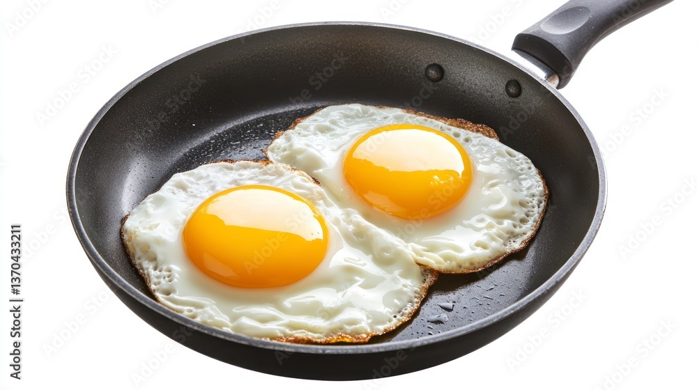 Two Sunny Side Up Eggs Cooking in a Nonstick Frying Pan Two Sunny Side Up Eggs Cooking in a Nonstick Frying Pan
