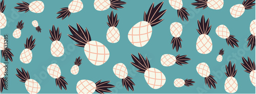 Lush Pineapple and Palm Leaf Tropical Seamless Pattern for Beachwear

