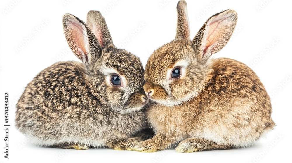 Naklejka premium Adorable Small Rabbits Snuggling