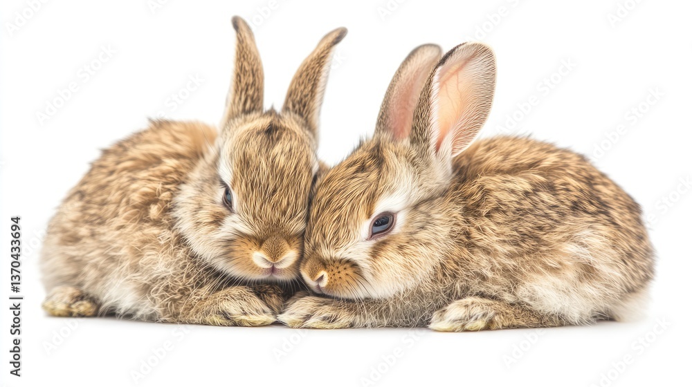 Obraz premium Adorable Small Rabbits Snuggling