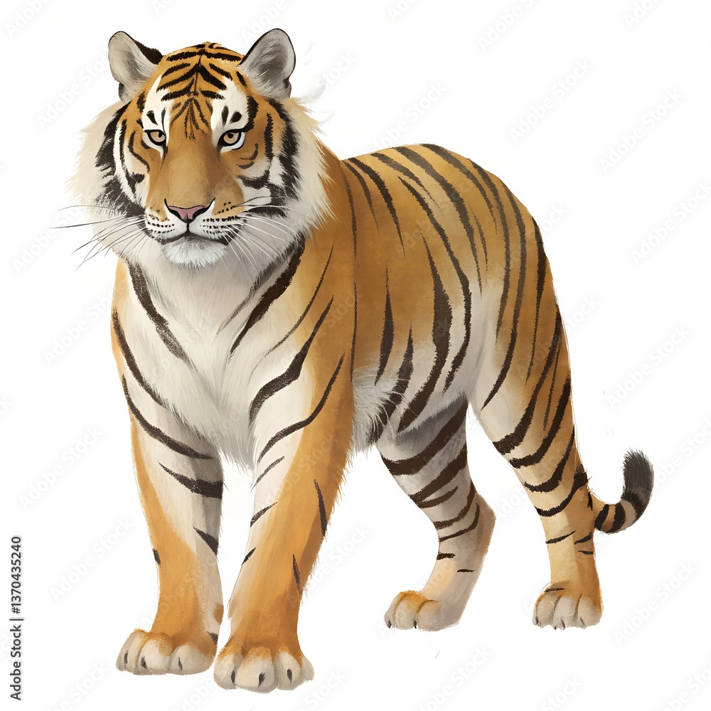 Fototapeta premium Isolated Bengal Tiger on White Background