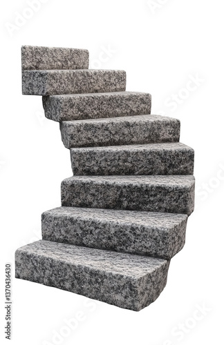 Stairs made of granite stone, isolated on a white background, png