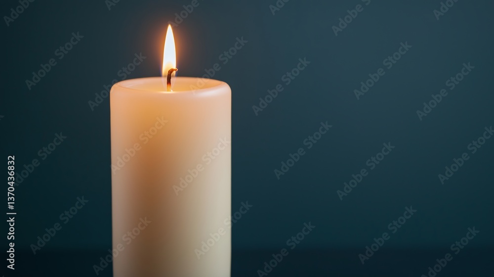 Candle flickers in dark ambiance, creating a warm and tranquil atmosphere Candle flickers in dark ambiance, creating a warm and tranquil atmosphere