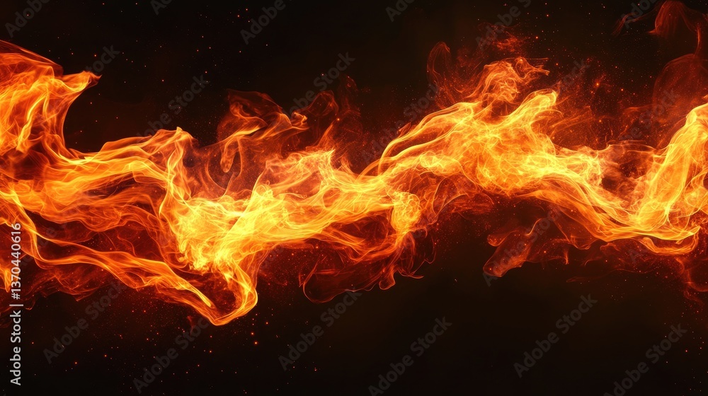 Vibrant Flames Rolling Through Darkness Creating a Fiery Flow of Energy and Light in an Abstract Background Vibrant Flames Rolling Through Darkness Creating a Fiery Flow of Energy and Light in an Abstract Background