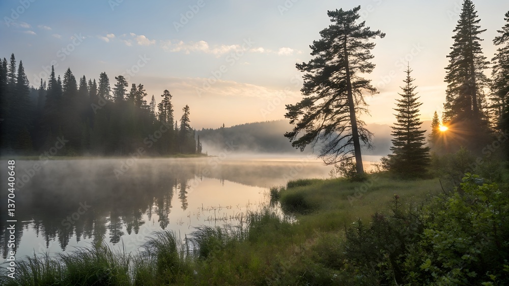Fototapeta premium morning mist over the river
