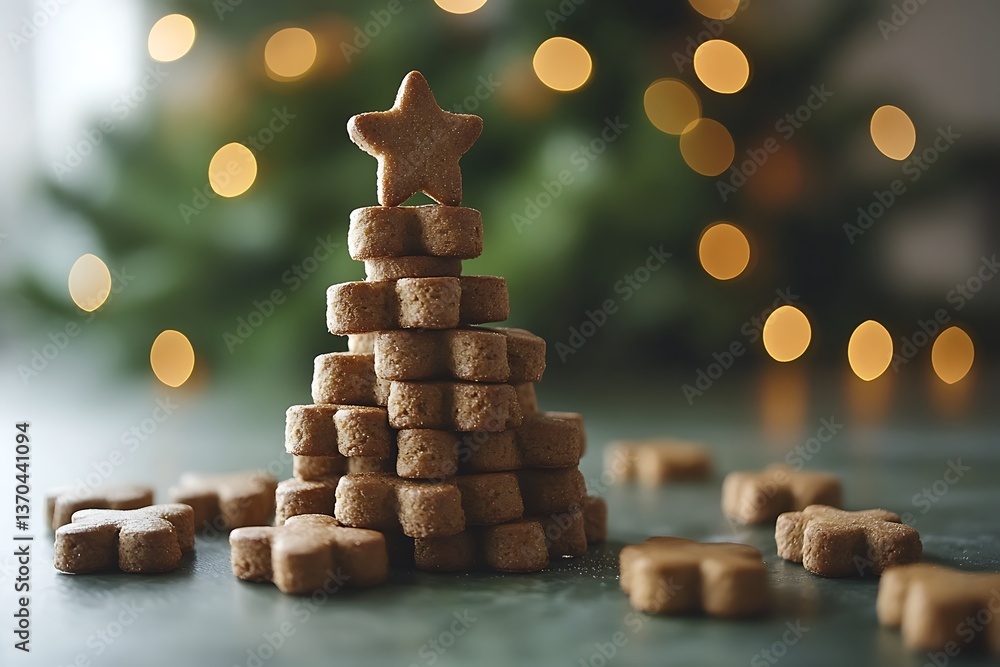 Obraz premium Gingerbread Christmas Tree, Festive Display