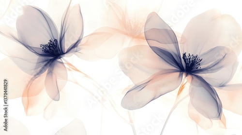 Ethereal Soft Floral Background with Delicate Pastel Flowers and Translucent Petals for Elegant Design Projects
