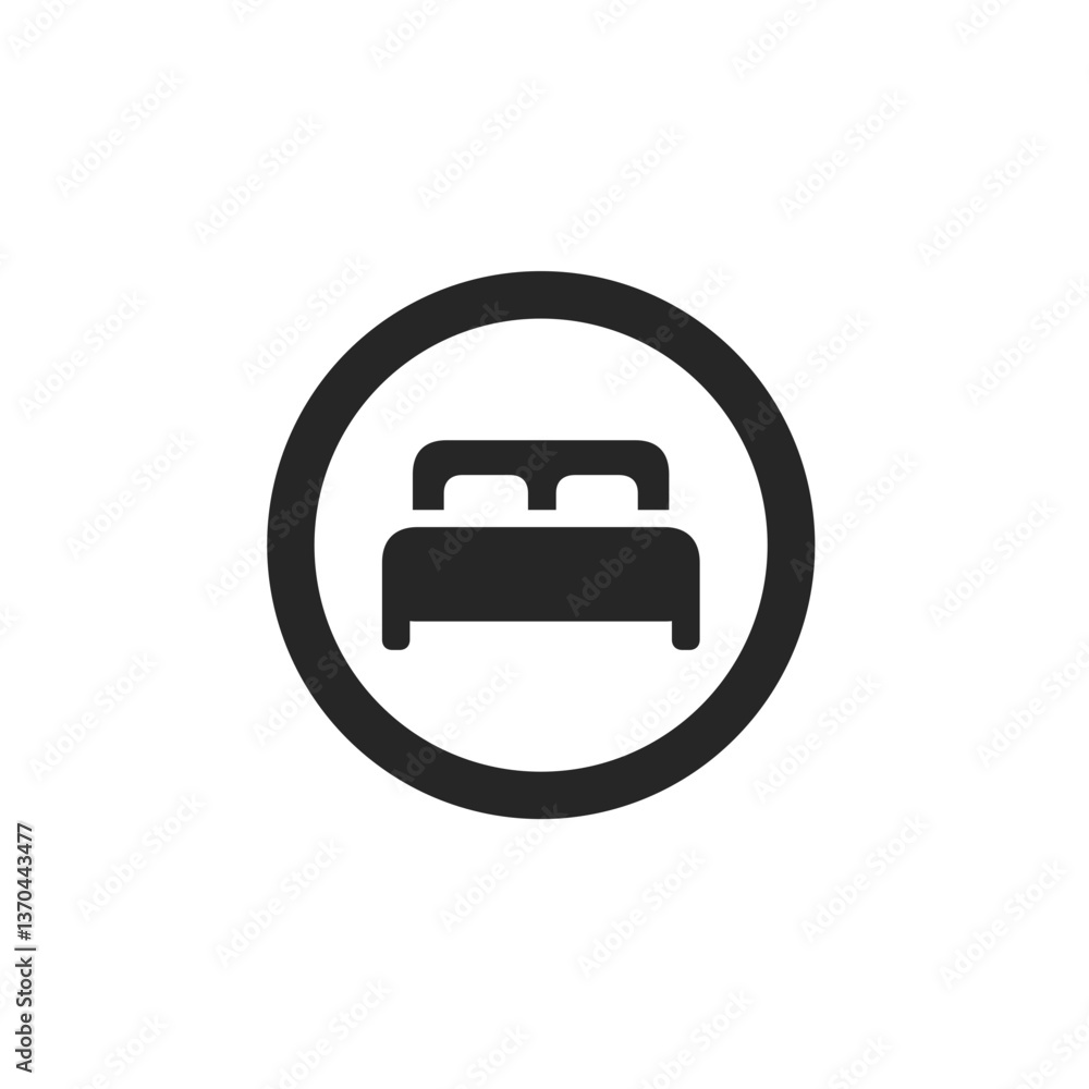 Double Bed Circle Outline Icon Double Bed Circle Outline Icon