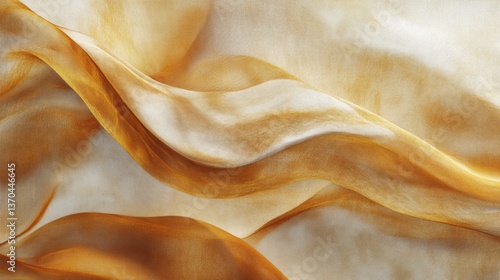 Delicate abstract line movement in warm golden hues over a soft fabric-like texture background