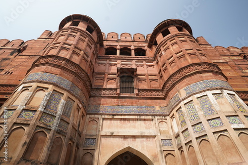 The Famous Red Fort in the city of Agra, India. Tourists visit a Popular tourist attraction.