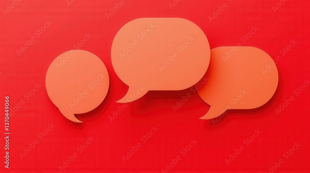 Vibrant orange speech bubbles on red background Vibrant orange speech bubbles on red background