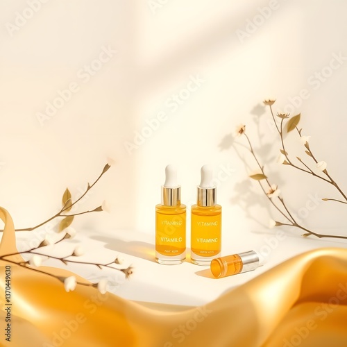 Luxurious Vitamin C Ampoules in Modern Minimalist Setting