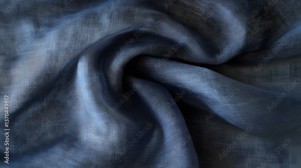 Fototapeta premium Elegant Dark Gray Fabric Texture Background Swirls Linen Cloth Drape