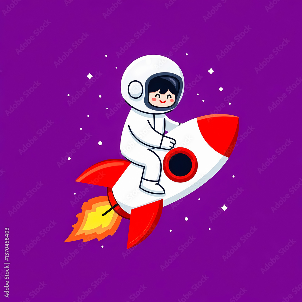 happy child astronaut soaring on a through space happy child astronaut soaring on a through space