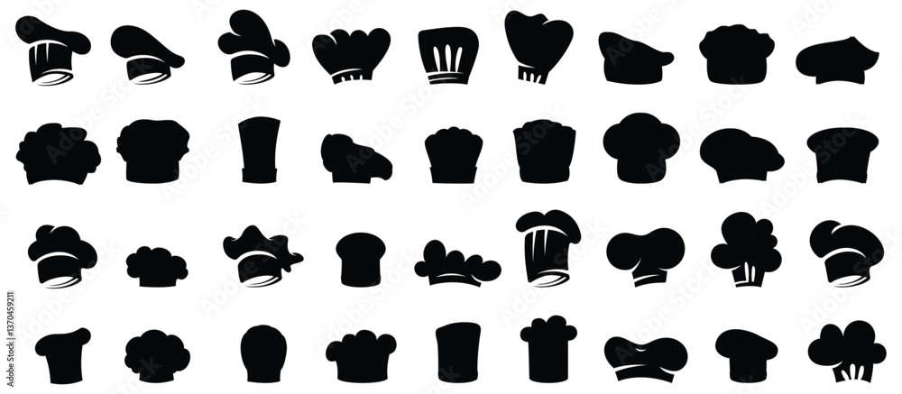 Chef Hat Icons Collection on white Background Chef Hat Icons Collection on white Background