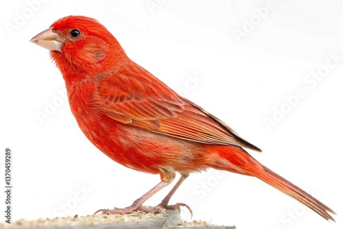 Red canary serinus canaria isolated on transparent background 
