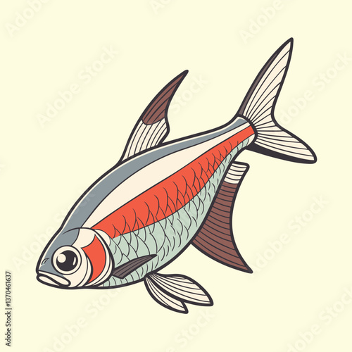 marine fish: Prismcrest Tetra vector Artwork