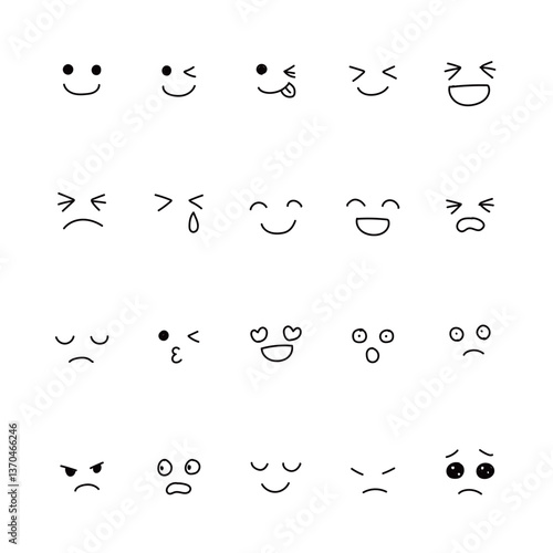 シンプルな手描き感情のセット
