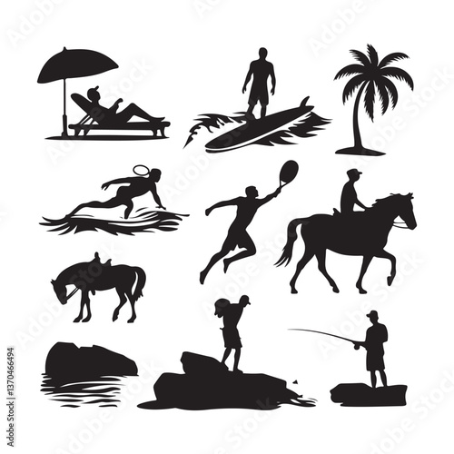 set of silhouettes of animals
