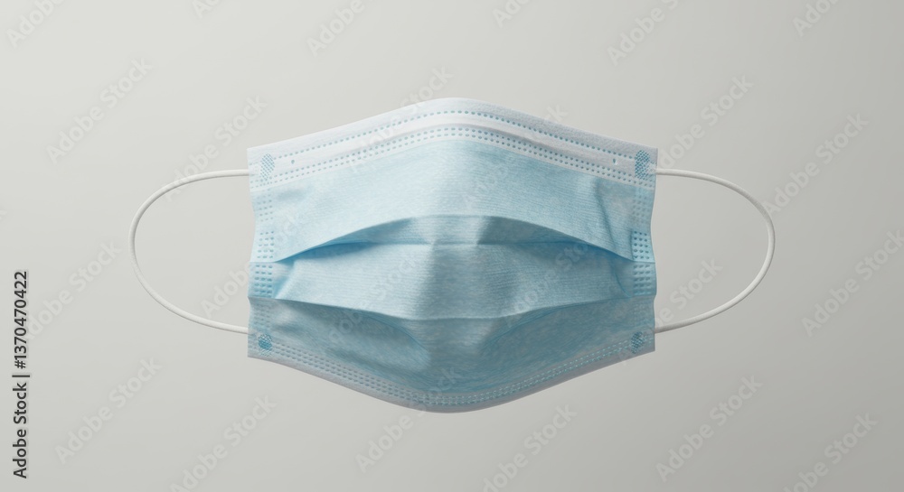 Studio shot displaying the structure of a surgical mask against a light background Studio shot displaying the structure of a surgical mask against a light background